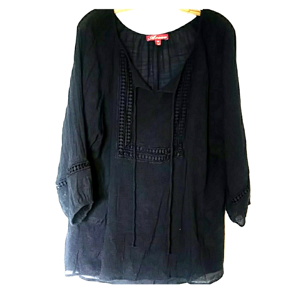 Black Peasant Style Top